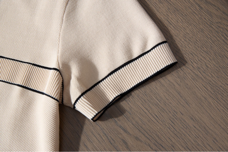 ❤️ Chanel 杏色黑線條針織長洋裝-2