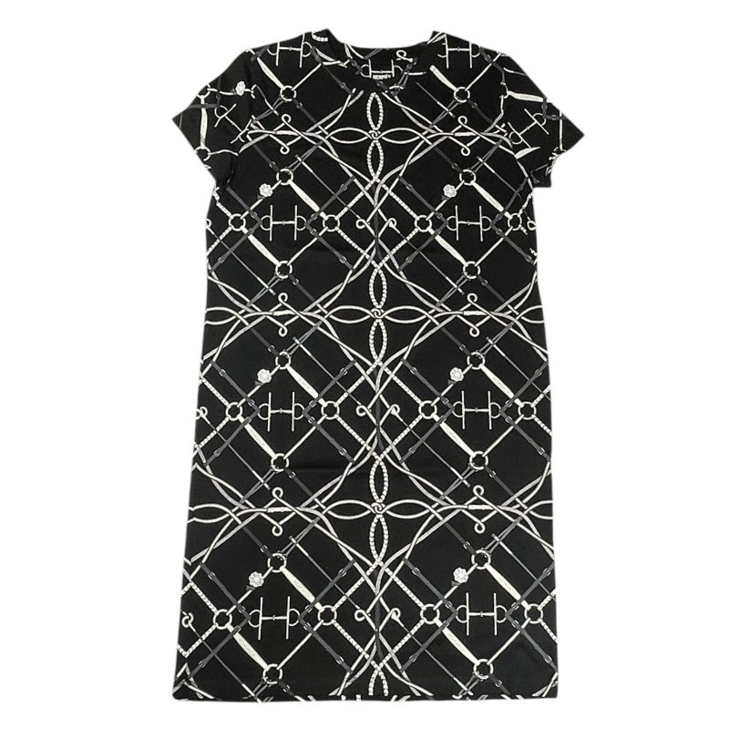 HERMES 愛馬仕 印花棉質洋裝 純棉 黑色系 EU38-1