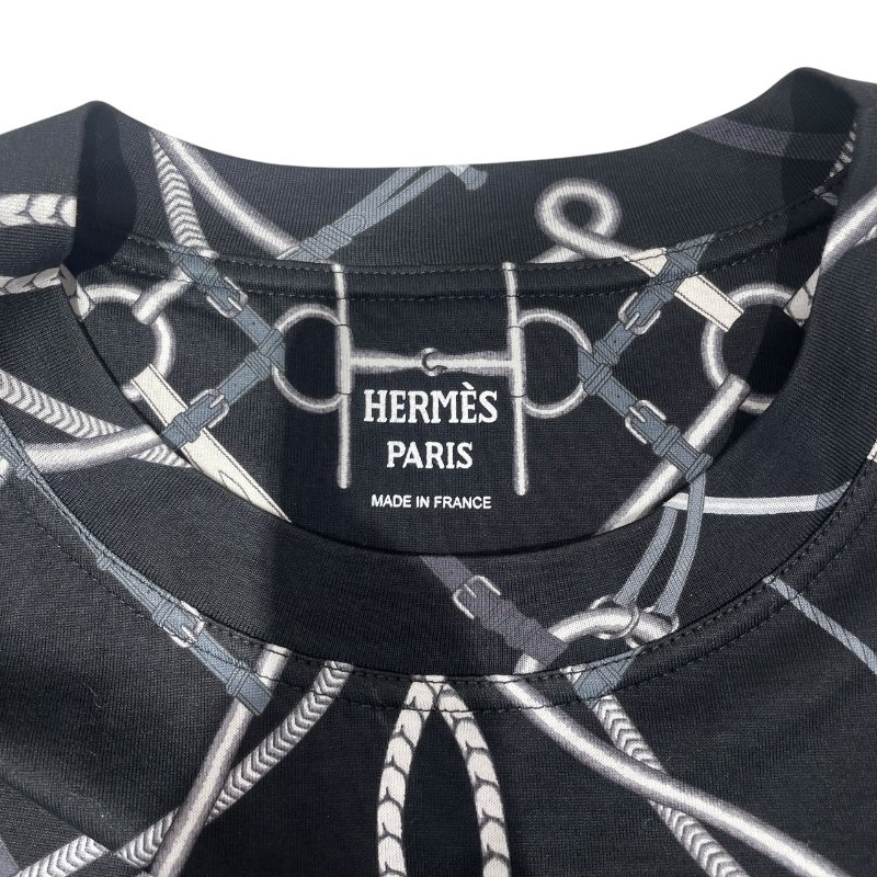 HERMES 愛馬仕 印花棉質洋裝 純棉 黑色系 EU38-3