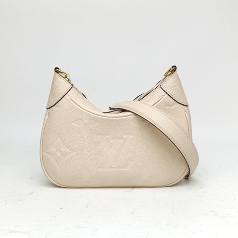 LOUIS VUITTON 米白色牛皮晶片BOULOGNE牛角包壓紋粒面