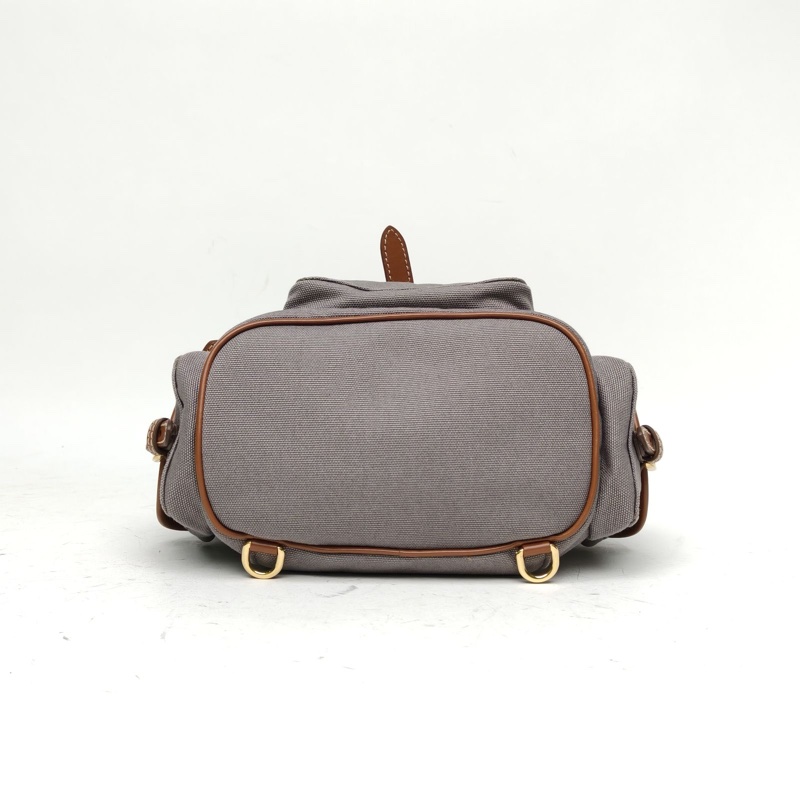 MIUMIU 雙肩包字母徽標標識拼皮革小號拼色帆布-3