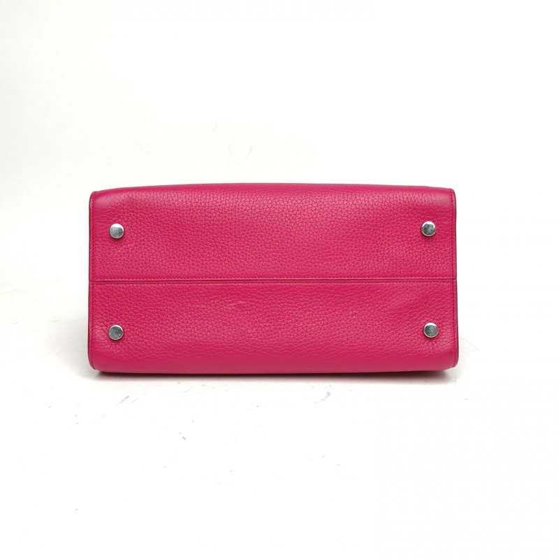 DIOR Diorama盾牌包手提包大號玫紅牛皮銀扣2016-3