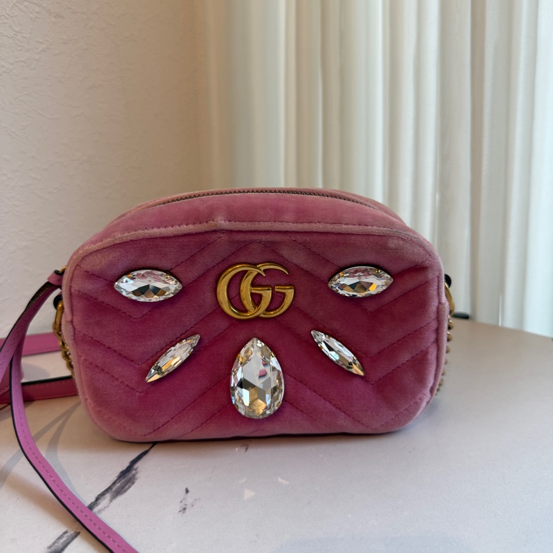 Gucci 粉色布鑽相機包🩷🤍❤️-0
