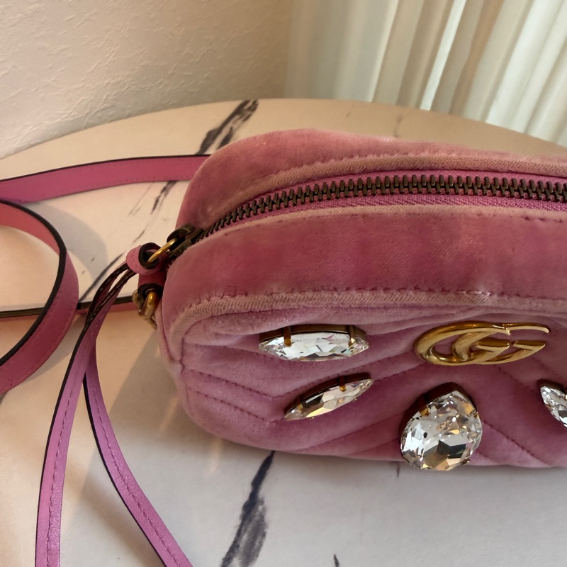 Gucci 粉色布鑽相機包🩷🤍❤️-1