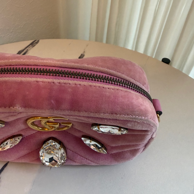 Gucci 粉色布鑽相機包🩷🤍❤️-2