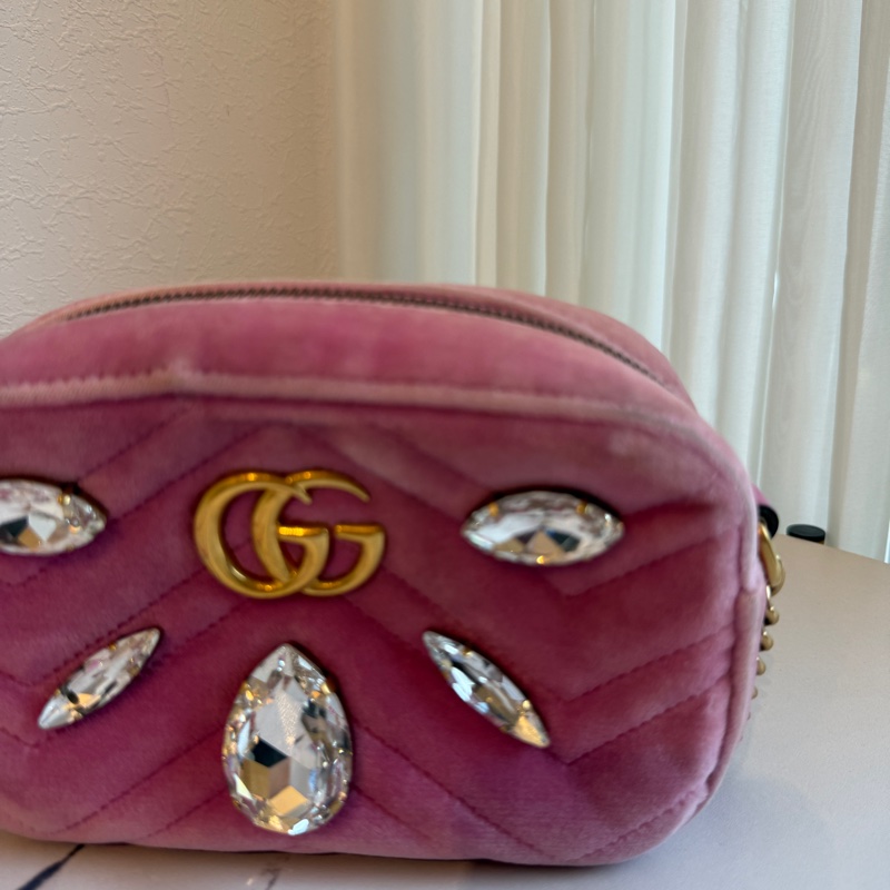 Gucci 粉色布鑽相機包🩷🤍❤️-3