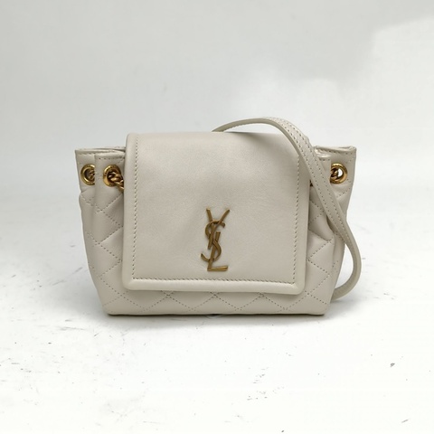 SAINT LAURENT NolitaMini18白色羊皮金扣