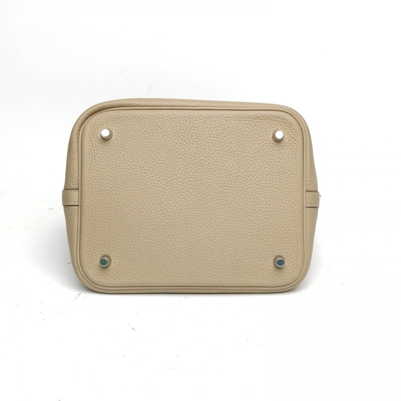 HERMES Picotin22菜籃子風衣灰TC皮X刻銀扣-3