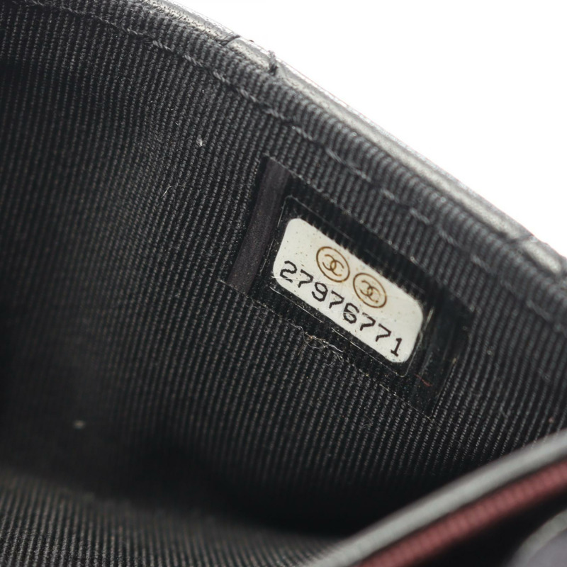 香奈兒 (CHANEL) Matelasse 卡包，羊皮材質，黑色，二手，女士，帶銀色金屬扣-4