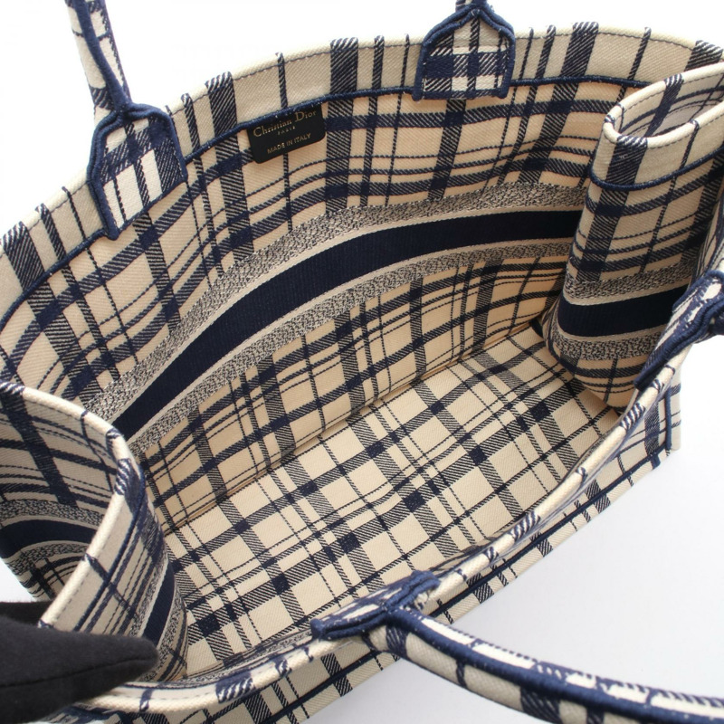 Christian Dior BOOK TOTE 大帆布手提包，海軍藍/米色，二手女款-2