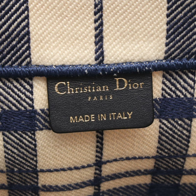 Christian Dior BOOK TOTE 大帆布手提包，海軍藍/米色，二手女款-3