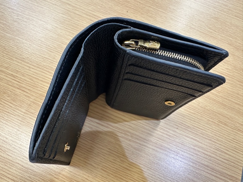 LV 黑牛皮壓紋Clea短夾-5