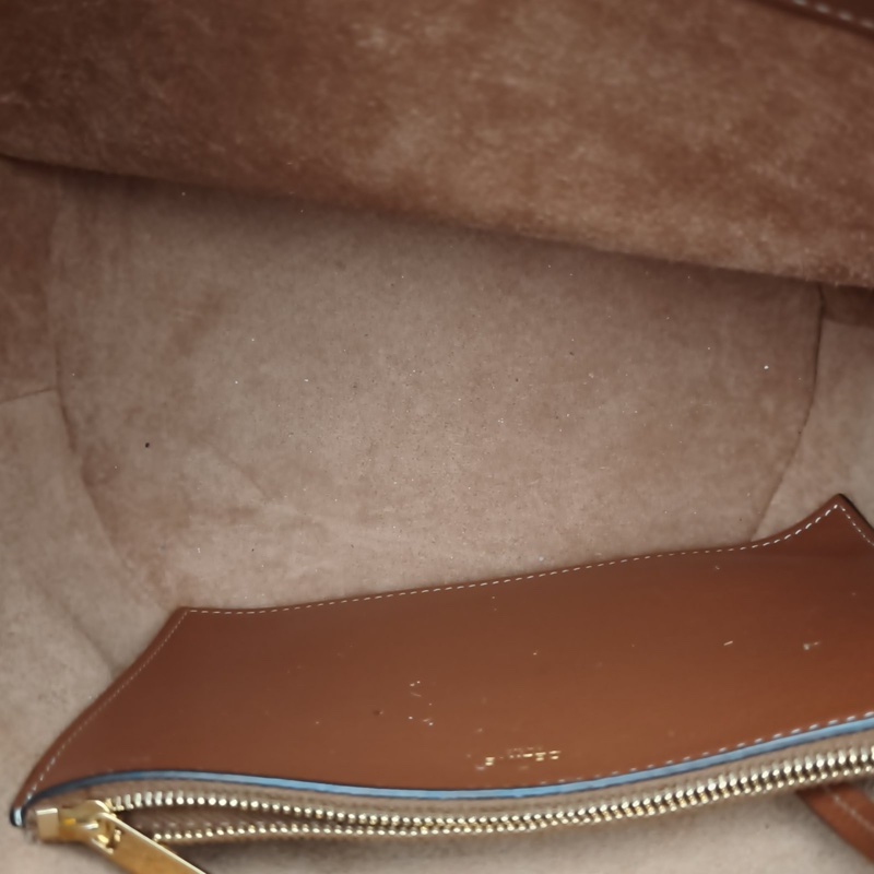 CELINE Bucket16水桶包中號23褐色牛皮金扣-5