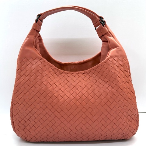 BOTTEGA VENETA 寶緹嘉 珊瑚粉編織CAMPANA手提包
