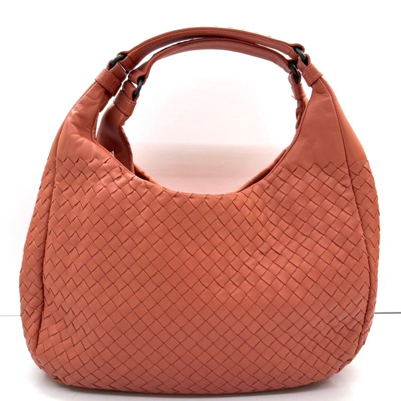 BOTTEGA VENETA 寶緹嘉 珊瑚粉編織CAMPANA手提包-1