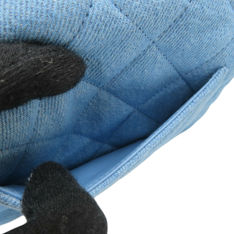 藍色 單寧布 Coco 17 愛心調節扣 肩背包 銀扣【CHANEL 香奈兒】 AS3829-6