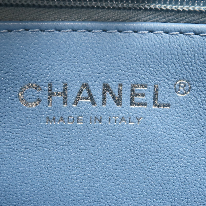 藍色 單寧布 Coco 17 愛心調節扣 肩背包 銀扣【CHANEL 香奈兒】 AS3829-7