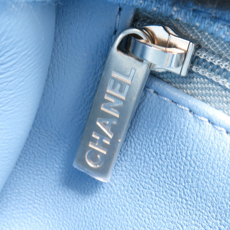 藍色 單寧布 Coco 17 愛心調節扣 肩背包 銀扣【CHANEL 香奈兒】 AS3829-11