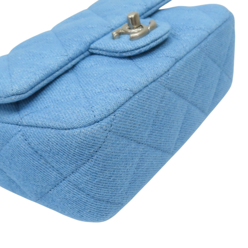 藍色 單寧布 Coco 17 愛心調節扣 肩背包 銀扣【CHANEL 香奈兒】 AS3829-14