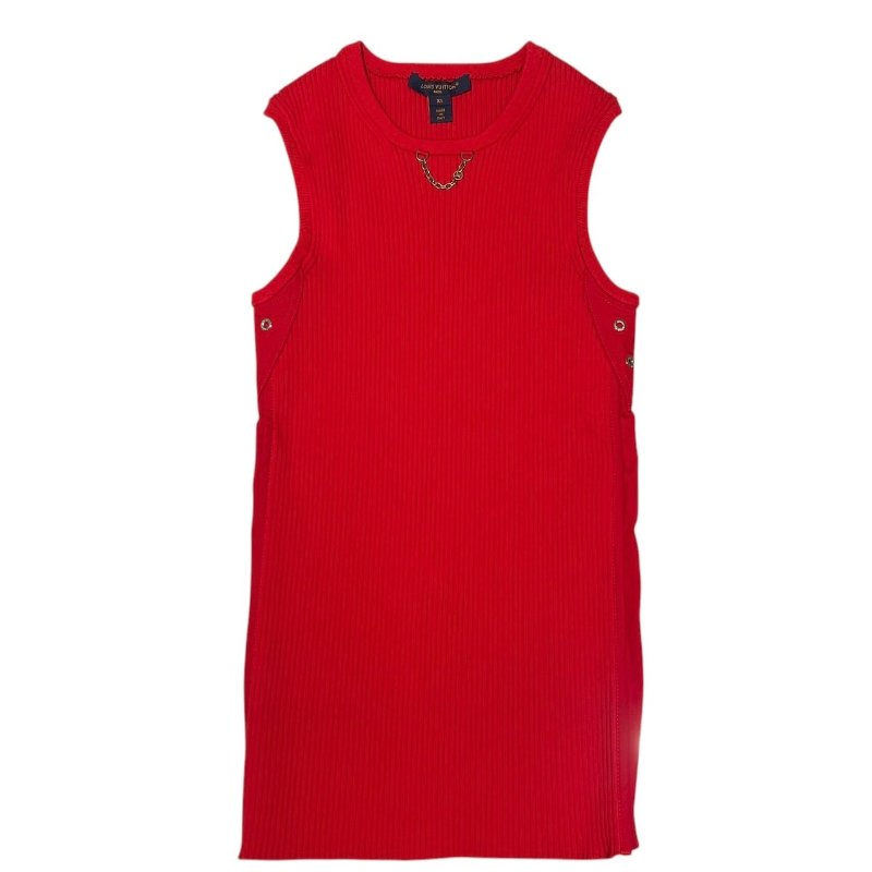 LOUIS VUITTON 路易威登 無袖長版針織背心 混紡 紅色系 XS-1
