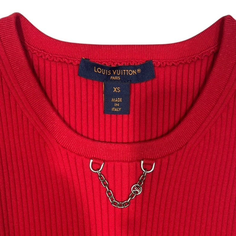 LOUIS VUITTON 路易威登 無袖長版針織背心 混紡 紅色系 XS-3