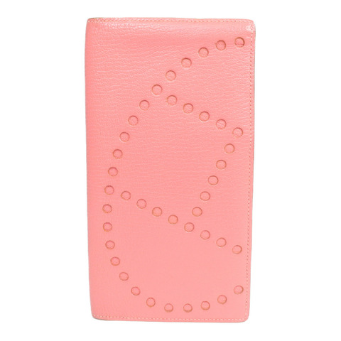 HERMES 山羊皮革Evelyne Long Wallet長錢包Rose Lipstick