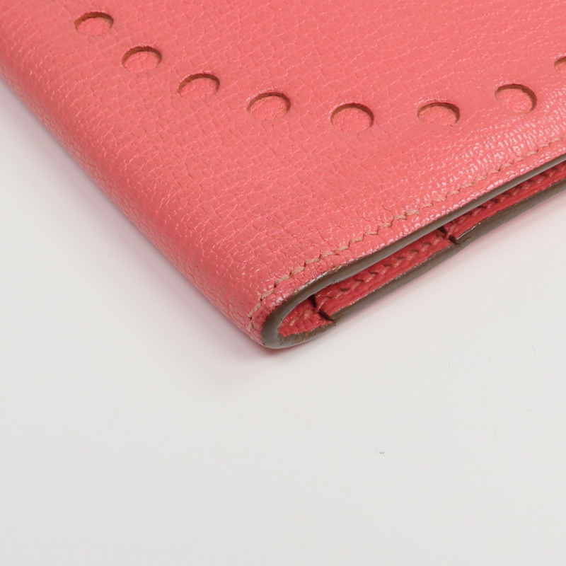 HERMES 山羊皮革Evelyne Long Wallet長錢包Rose Lipstick-16