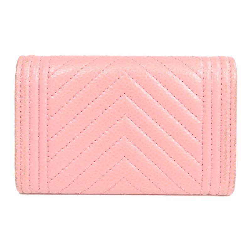 CHANEL 牛皮皮革Boy Card Case銀扣卡片套-1