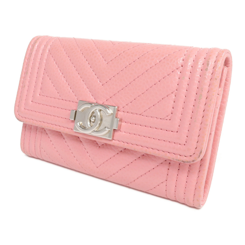 CHANEL 牛皮皮革Boy Card Case銀扣卡片套-2