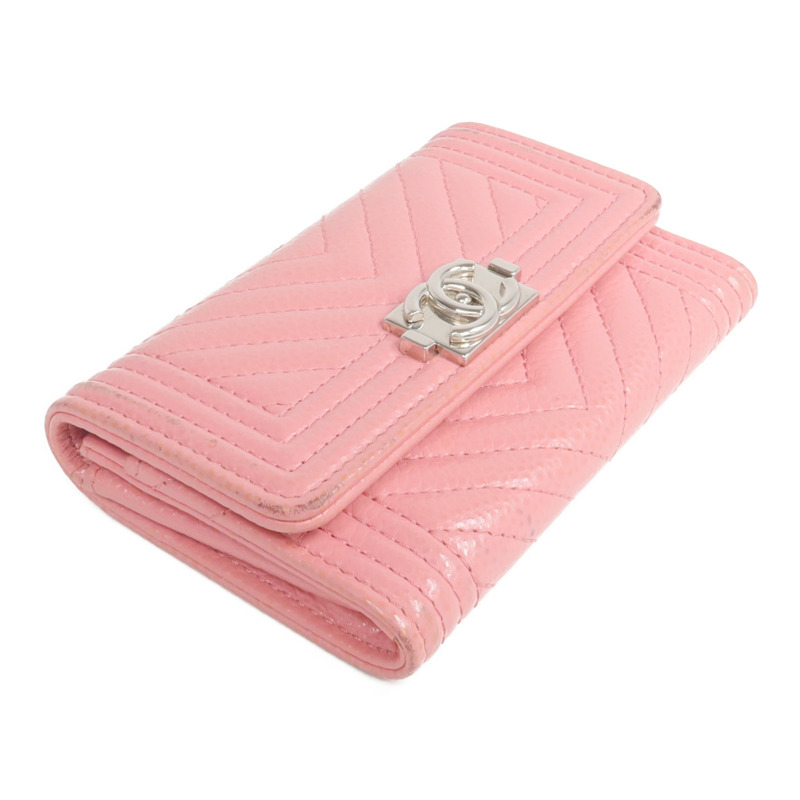 CHANEL 牛皮皮革Boy Card Case銀扣卡片套-3