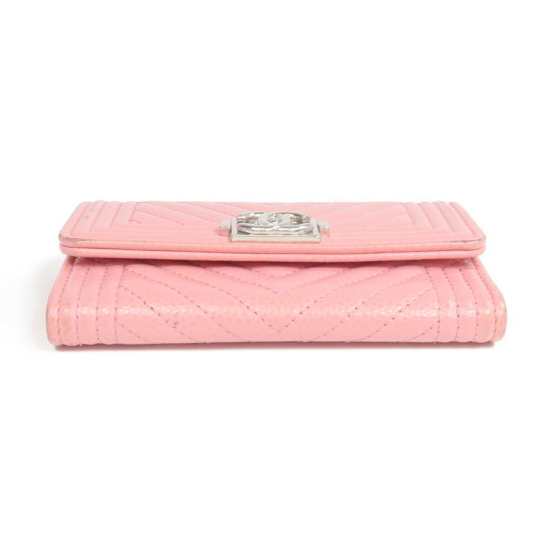 CHANEL 牛皮皮革Boy Card Case銀扣卡片套-5