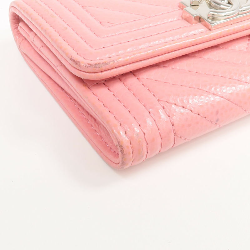 CHANEL 牛皮皮革Boy Card Case銀扣卡片套-7