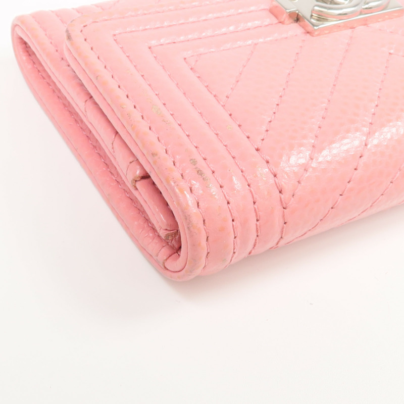 CHANEL 牛皮皮革Boy Card Case銀扣卡片套-8