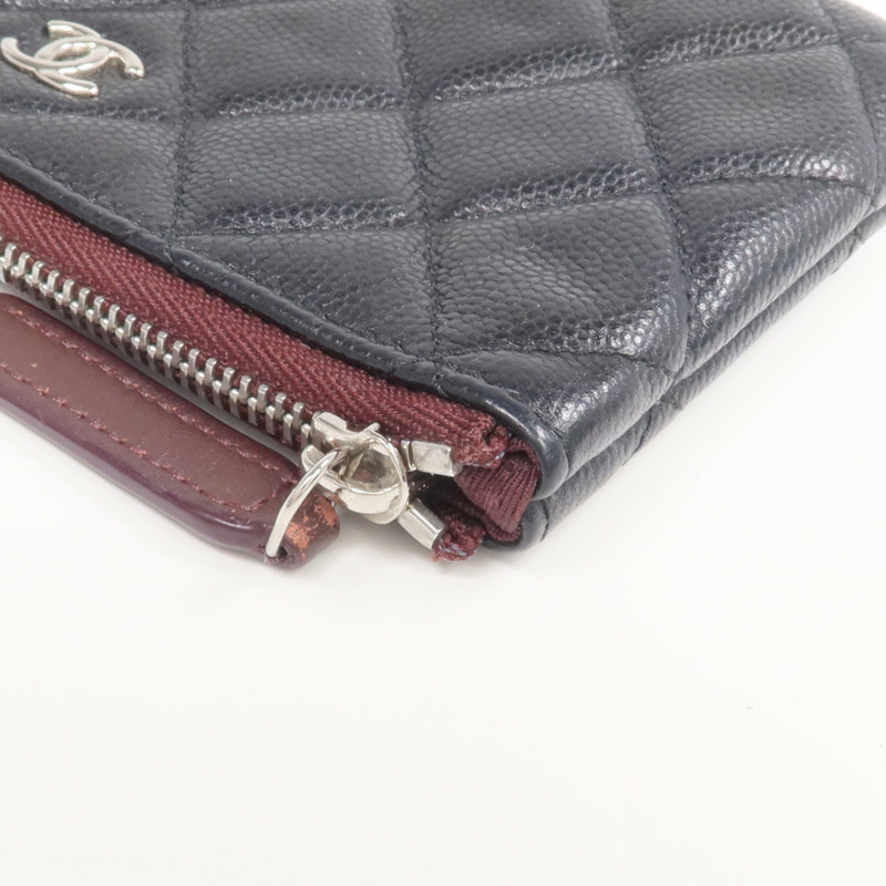 CHANEL 羊皮皮革Classic Small Zipped Pouch銀扣手拿包-9
