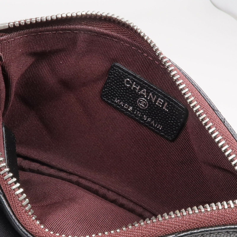 CHANEL 羊皮皮革Classic Small Zipped Pouch銀扣手拿包-12
