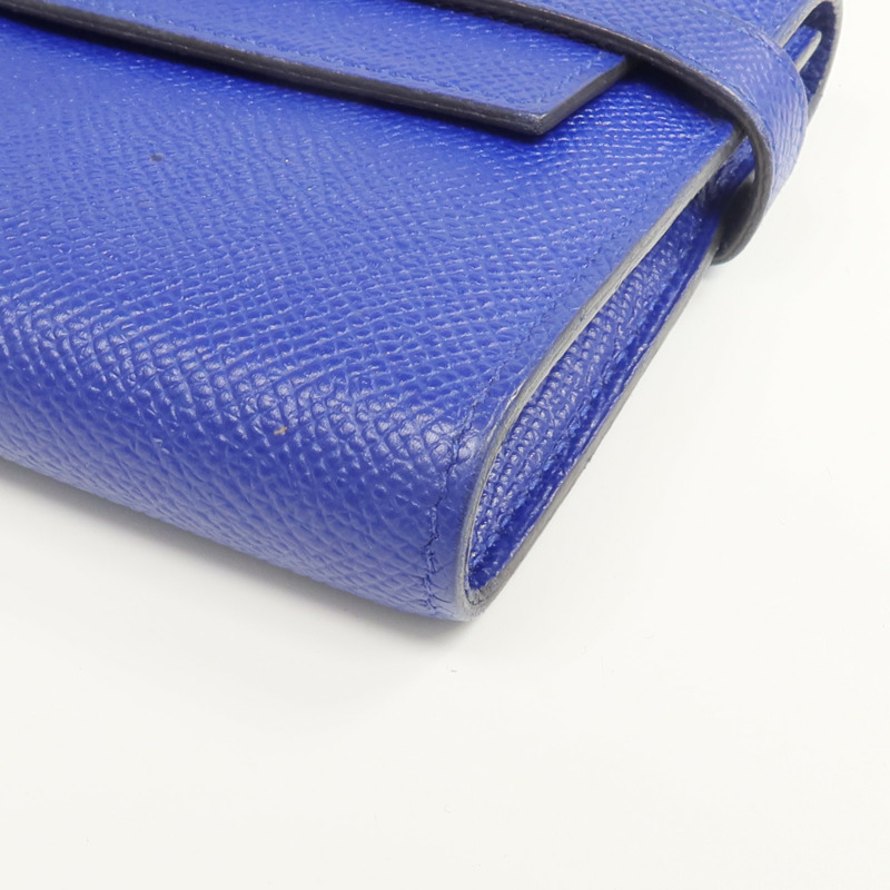 HERMES Epsom皮革Kelly Long Wallet銀扣長錢包Bleu Electrique-6