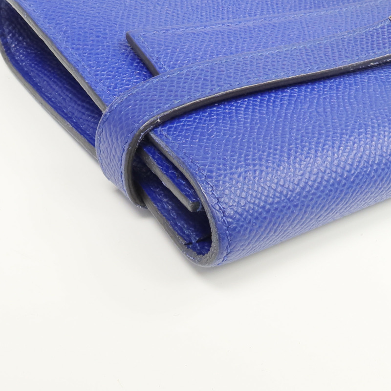 HERMES Epsom皮革Kelly Long Wallet銀扣長錢包Bleu Electrique-8
