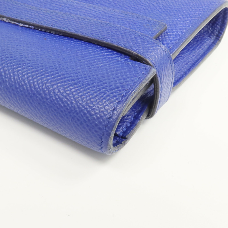 HERMES Epsom皮革Kelly Long Wallet銀扣長錢包Bleu Electrique-9