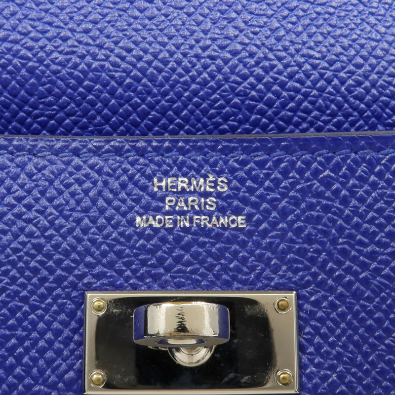 HERMES Epsom皮革Kelly Long Wallet銀扣長錢包Bleu Electrique-13