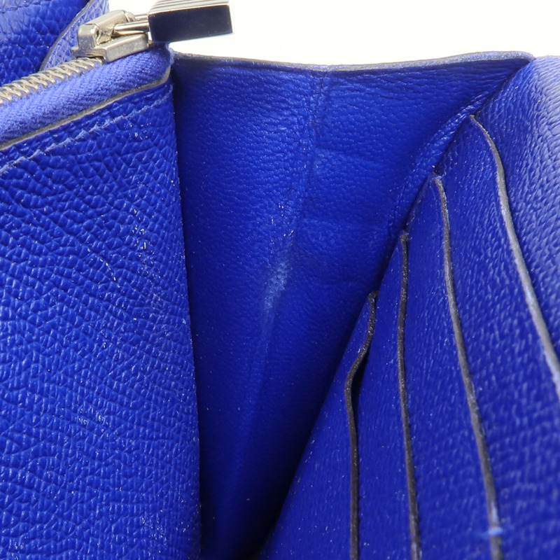 HERMES Epsom皮革Kelly Long Wallet銀扣長錢包Bleu Electrique-15