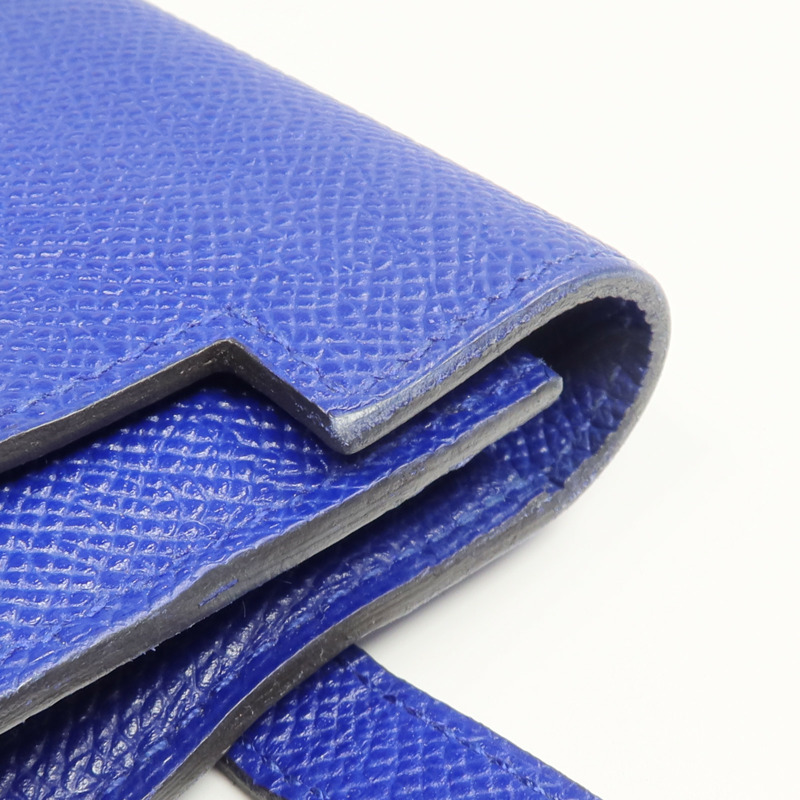 HERMES Epsom皮革Kelly Long Wallet銀扣長錢包Bleu Electrique-17