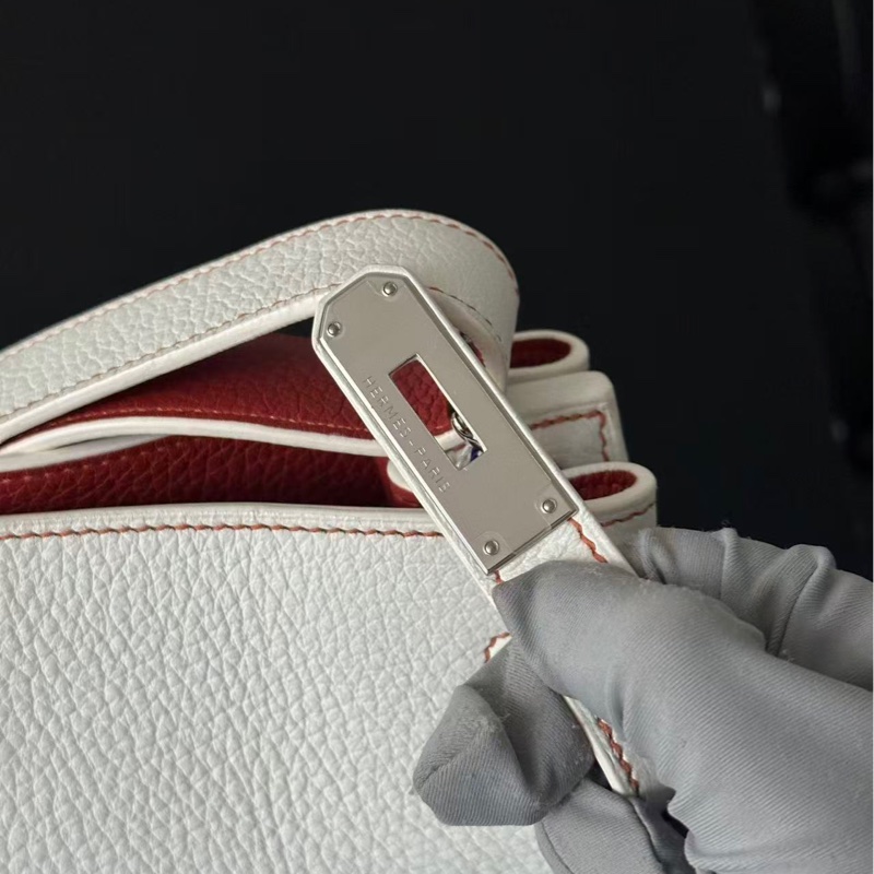 🌈Hermes🧡So Kelly 26🧡01純白色拼色銀扣🌈98.5新🌈🌟Togo皮🌟sokelly26🌟notsokelly22🌟sokelly🌟愛馬仕🌟-3