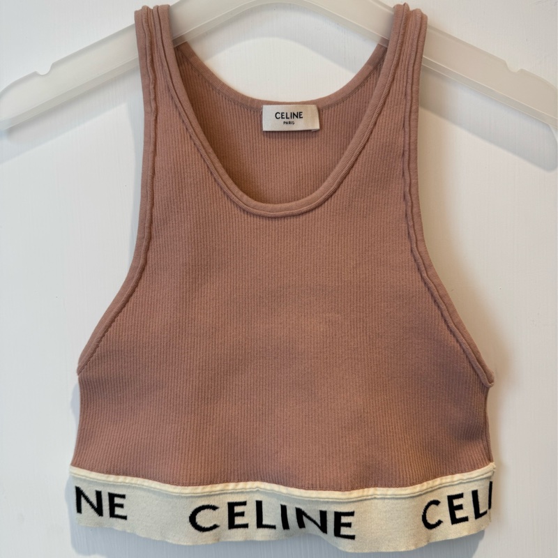 celine藕粉色黑字母背心 水水必備❤️‍🔥-0