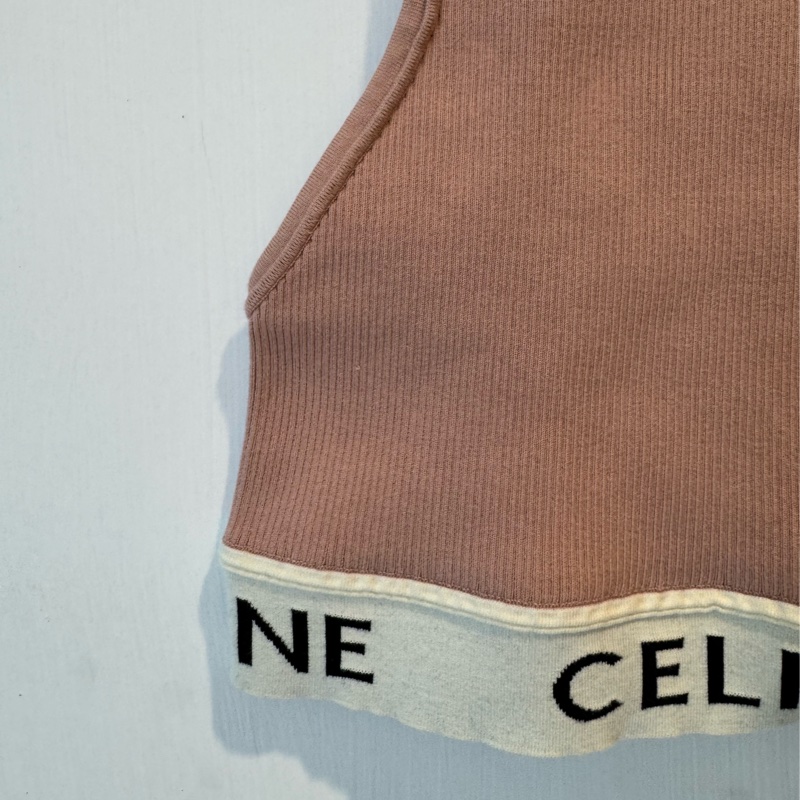 celine藕粉色黑字母背心 水水必備❤️‍🔥-4