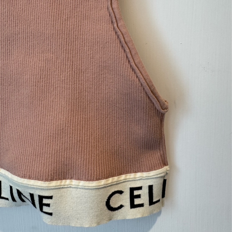 celine藕粉色黑字母背心 水水必備❤️‍🔥-5