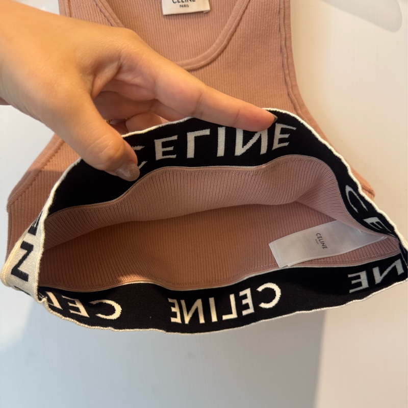 celine藕粉色黑字母背心 水水必備❤️‍🔥-7
