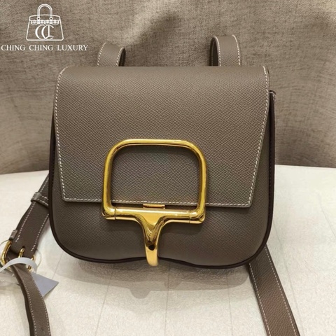 🌈Hermes🧡Mini Della🧡大象灰金扣🌟98.5新🌟Epsom皮🌟minidella🌟della🌟愛馬仕🌟
