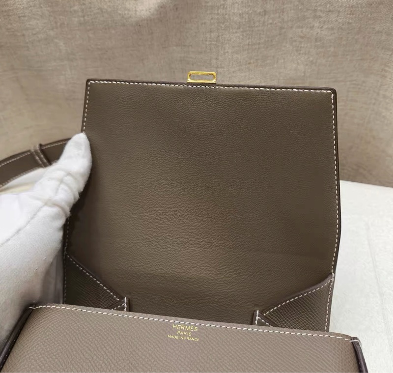 🌈Hermes🧡Mini Della🧡大象灰金扣🌟98.5新🌟Epsom皮🌟minidella🌟della🌟愛馬仕🌟-5