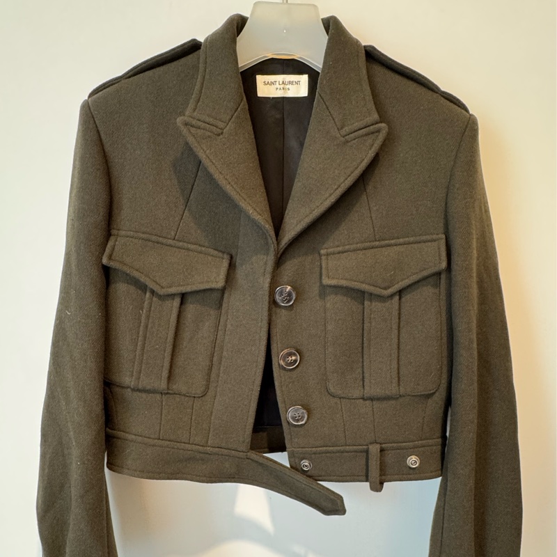 Ysl墨綠色短版西裝外套-0