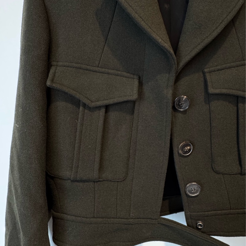 Ysl墨綠色短版西裝外套-6